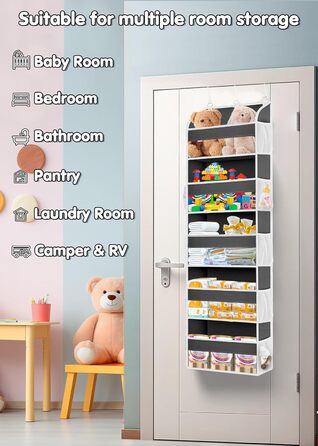 Органайзер на двері 5-поверховий складний, темно-сірий – для ванної, дитячої, кемпінгу