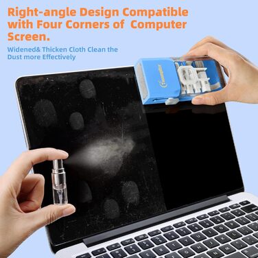 Набір для чищення клавіатури та гаджетів: клавіатура, ноутбук, iPhone, iPad, камера, AirPods, комп'ютер. Компактний набір з спреєм та щіткою, багатофункціональний інструмент для екранів електроніки (himmelblau)
