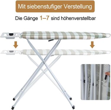 Відкидне прасувальне решітка AllRight з металевою сіткою, 7-позиційне регулювання висоти, антиковзні ніжки, 108.5/75 x 31 см, для парогенераторів, зелений