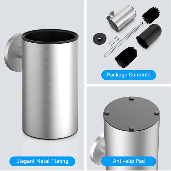 Набір для чищення унітазу з нержавіючої сталі 304, комплект з 2 насадками (круглі, срібні)