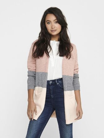 Жіночий кардиган ONLQUEEN Strickjacke Misty Rose/Stripes, S - Теплий трикотажний жакет