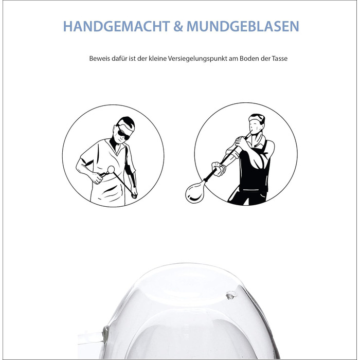 Набір склянок для лате макіато Zobel 350 мл (4 шт.) з ручкою, подвійні стінки, боросилікатне скло, з підставками та ложками