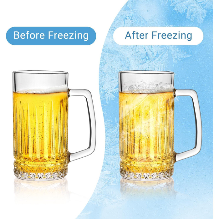 Набір з 2 скляних кружок для пива на 580 мл з ручкою, Elysia