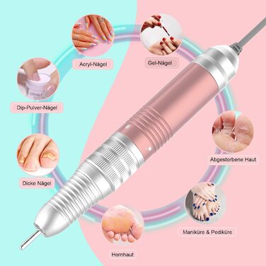 Електричний набір для манікюру та педикюру Delanie Nagelfräser 35000 U/Min 6 в 1 (рожеве золото, акумуляторний)