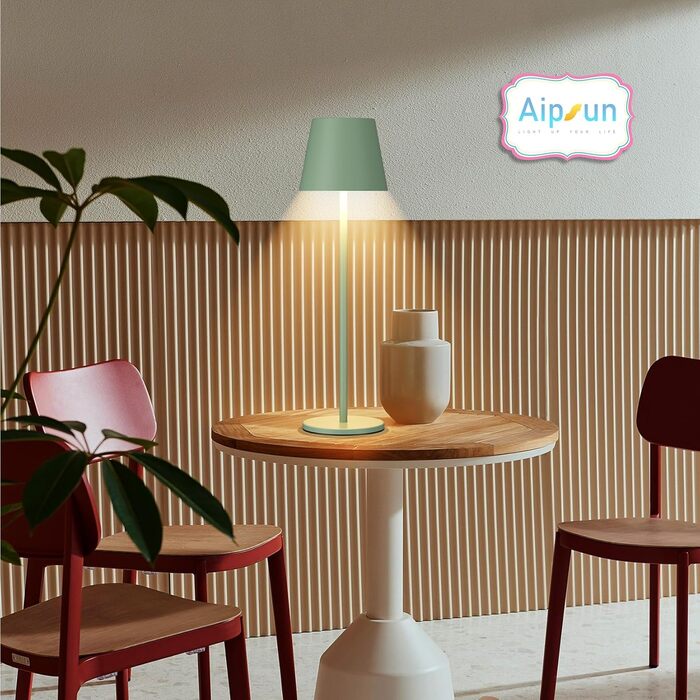 Aipsun LED акумуляторна настільна лампа бежевого кольору з 6000mAh, регульована яскравість, тепле біле світло (2700k-6000k), алюміній, вологостійка IP54, для ресторану, спальні, бару, кемпінгу, 2 шт. в наборі