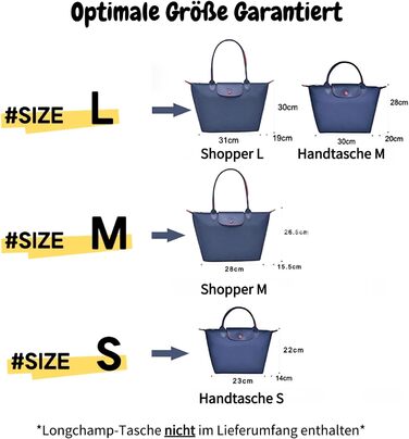 Органайзер для сумки Charinor L з фетру для Longchamp, з ключницею, бежевий, Bag in Bag