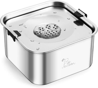 Миска для собак PETTOM 3L, не проливається, з нержавіючої сталі 304, срібна, 20x20x11 см