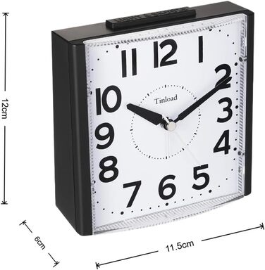 Analog Senior Alarm Clock with Night Light, 4.7-inch Dial, Table Clock with Snooze Function, Loud, 3-Stage Increasing Bell Sound, Battery Powered