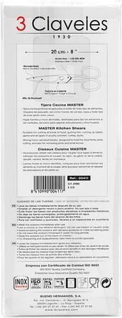 Кухонний ніж 3 Claveles Master 8 дюймів, нержавіюча сталь