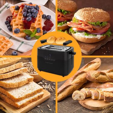 Тостер ProfiCook PC-TA 1244: 2 відділення, сенсорне управління, підігрів, хрустка скоринка | Чорний