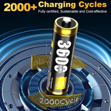 Акумулятори AA Lithium 3600mWh 1.5V з зарядним пристроєм (8 шт.) - до 2000 циклів