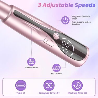 Бездротовий набір для манікюру Nagelfräser з мультифункціональною зарядкою, професійна електрична фрезер для гелевих нігтів, рожево-золотий