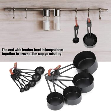 9-Piece Black Measuring Spoon Set, Measuring Cups with Scale for Kitchen, Baking, and Cooking