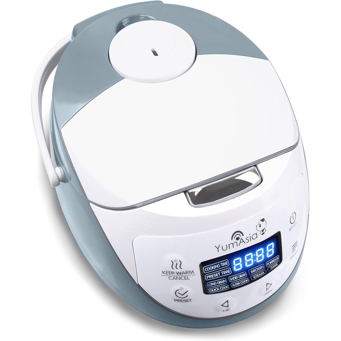 Yum Asia Panda Mini Rice Cooker with Ninja Ceramic Bowl and Advanced Fuzzy Logic (3.5 Cups, 0.63 Liters) 4 Rice Functions, 4 Multicooker Functions, 220–240V White / Grey