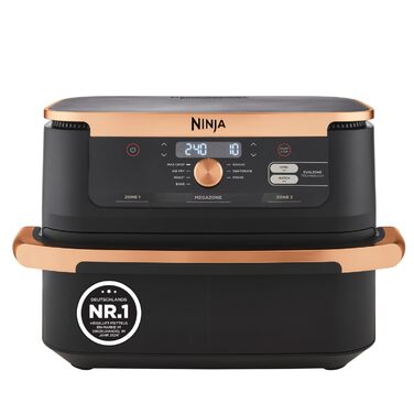 Ninja Foodi FlexDrawer Dual Zone Фритюрниця з гарячим повітрям 10.4л, чорно-мідна AF500EUCP - мультипекарка 7-в-1 з антипригарним покриттям