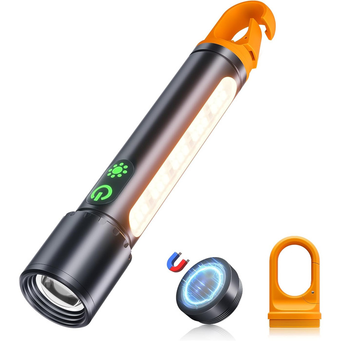 Ліхтар LED акумуляторний 500000 люмен, 9 режимів, XHP90.2, Zoom, IPX7, водонепроникний, для кемпінгу, туризму, надзвичайних ситуацій, чорний