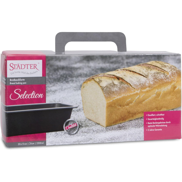 Stadter Selection Loaf Pan, approx. 30 x 13 x 8 cm, Metal, Black