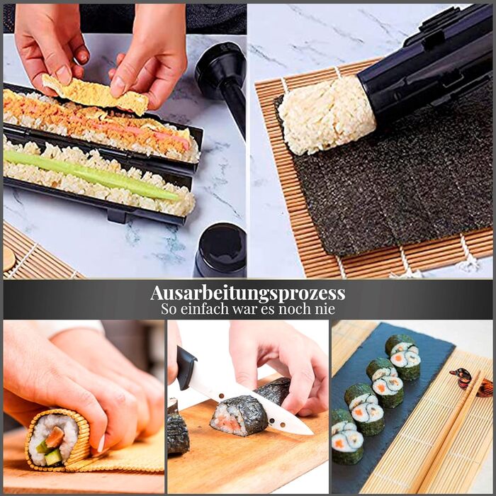 Набір для приготування суші B-ARS: повний комплект з бамбуковою килимком, антипригарним ножем та ложкою для рису – ідеально для початківців та професіоналів
