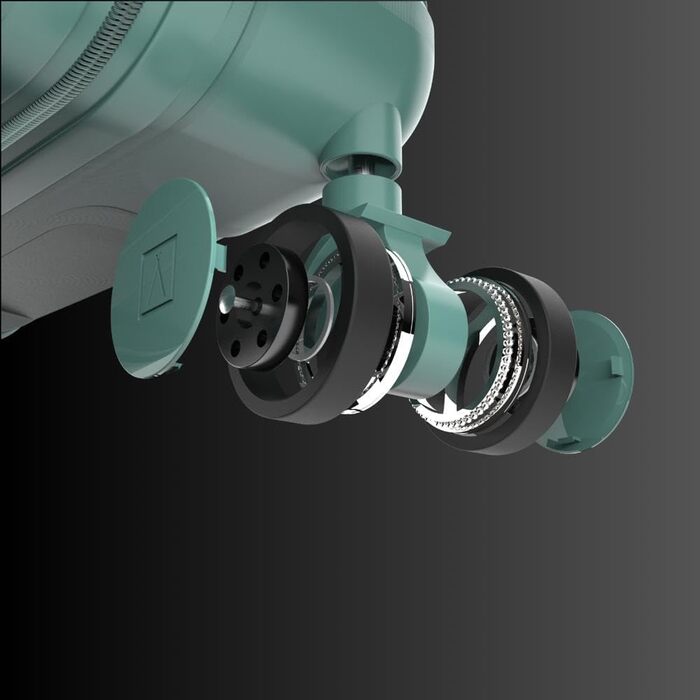 Набір валіз NUMADA Upfly T10 (3 шт.) з ABS: ручна валіза 55x40x20, середня валіза 66x44x26, косметичка. Зелений колір. Безпечний та міцний.