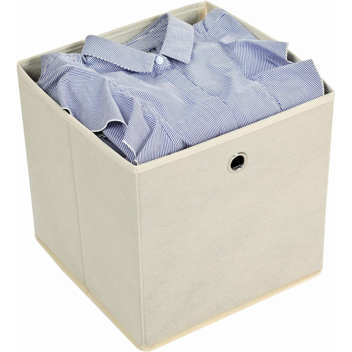 SONGMICS Storage Box, 6 Pack, Folding Box, Foldable Organizer, with Finger Hole, 30 x 30 x 30 cm, RFB02H-3 (Grey+ Black+ Beige)