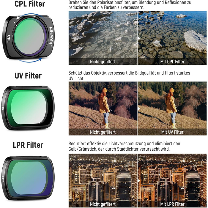 Набір фільтрів NEEWER для DJI Osmo Pocket 3: ND, PL, CPL, UV, ефектні фільтри