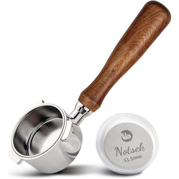 Портфільтр без дна 54мм з Puck Screen, сумісний з кавомашинами Sage/Breville Barista 870/878/880, дерев'яна ручка, фільтр для еспресо