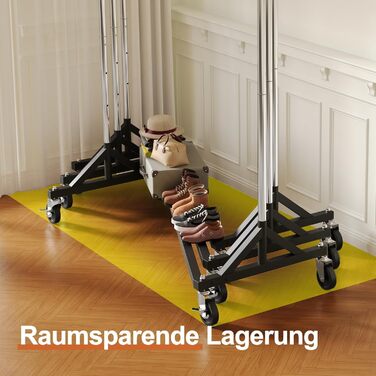 Commercial Clothes Rack with Z-Frame, 182 kg Load Capacity, Heavy-Duty Clothes Rail on Wheels, Adjustable Coat Rack for Hanging