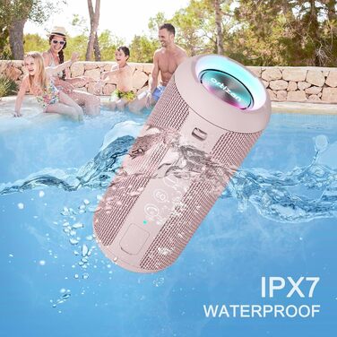 Портативна Bluetooth колонка Ortizan з RGB підсвіткою, водонепроникність IPX7, 30 годин роботи, баси Boost, TWS, AUX, TF картка, мікрофон (РОЖЕВА)