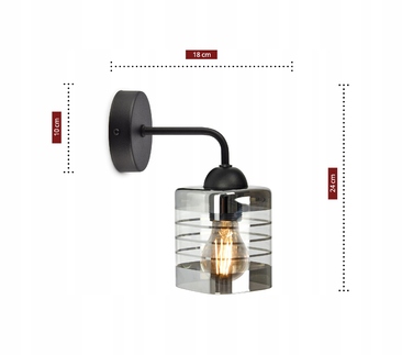 Настінний світильник-бра чорний матовий зі скляним плафоном