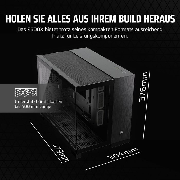 Корпус для ПК CORSAIR 2500X Obsidian mATX з двокамерним дизайном та підтримкою зворотного підключення материнської плати