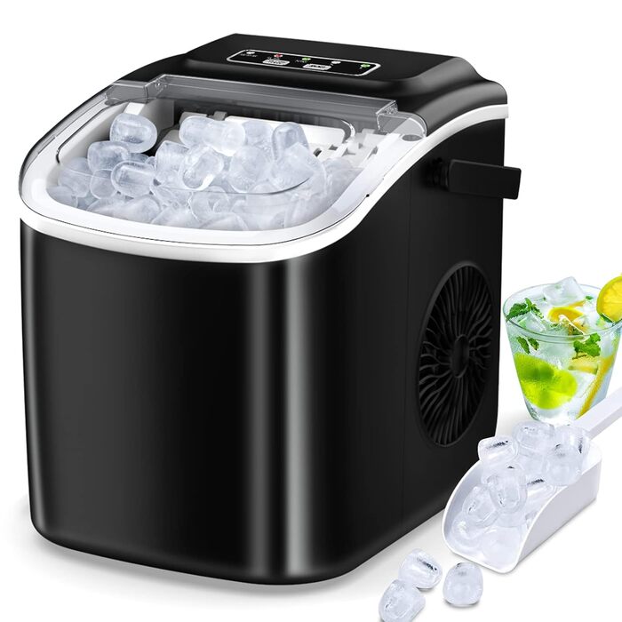 Машина для приготування кубиків льоду Ice Maker - чорна, 2L, з LED-дисплеєм та совком, для дому та бару