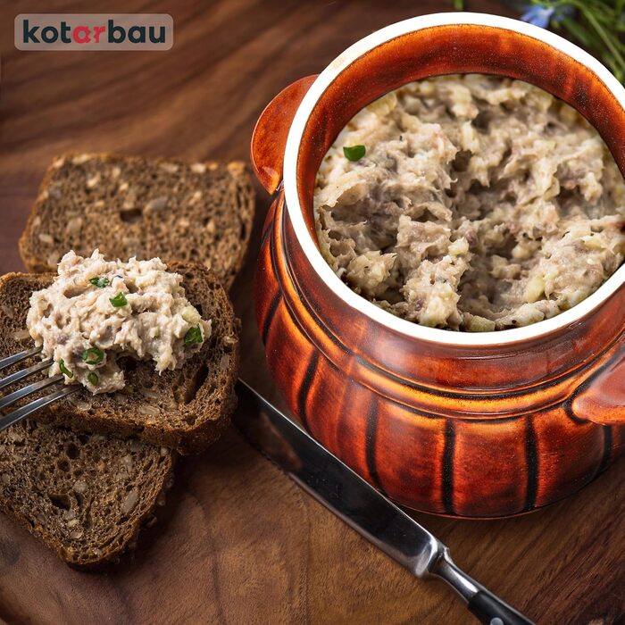 Керамічний глечик KOTARBAU 3,7 л для квашення, бурий, з кришкою, для огірків та квашеної капусти, з кам'яної кераміки