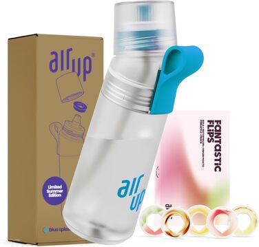 Пляшка для води air up 600 мл Blue Splash для школи та спорту, з 5 безцукровими аромат-подами та трубочкою, підходить для газованої води, для дітей та дорослих