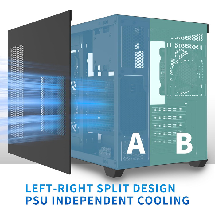 Корпус для ПК ATX MUSETEX Y6, чорний, з 3 вентиляторами, скляна панель, Type-C, Mid Tower