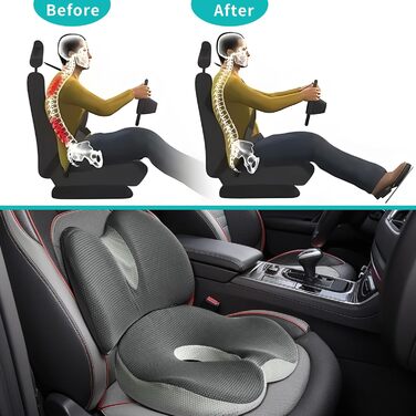 Набір подушок для сидіння та підтримки спини 2 в 1, ергономічні подушки з memory foam для офісного крісла, автокрісла, інвалідного візка, зняття болю при геморої та хворих купритових кісток