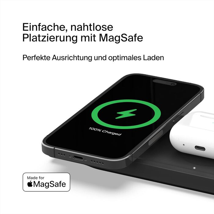 Belkin MagSafe Зарядний пристрій 3-в-1 бездротовий, сертифікований MFi, для iPhone 16/15/14/13/12, Apple Watch (всі моделі), AirPods (3/2/Pro) - Чорний