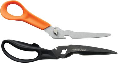 Ножиці для тканини Fiskars 25 см для правші, нержавіюча сталь, помаранчеві, багатофункціональні ножиці з роз’ємними лезами, з чохлом, 23 см, чорні/помаранчеві