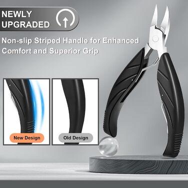 Професійний нігтеріз для нігтів на ногах - нігтеріз для пальців ніг, великий для людей похилого віку, товсті нігті з широким отвором, гострий інструмент для обрізання нігтів, набір для догляду за нігтями з довгим руків'ям та скошеним вигином леза для чоловіків та жінок, чорний