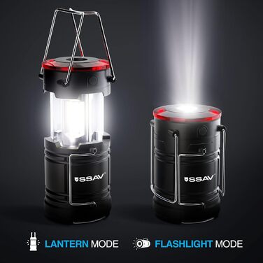 LED Camping Lantern, Flashlight, LED Lanterns, suitable for hurricanes, emergency light for storms, power outages, portable outdoor lanterns, black and red, foldable, batteries included, 1