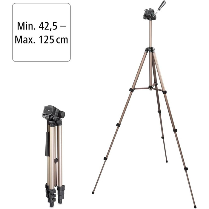 Легкий штатив-трипод Hama Star 05 106-3D з 3-позиційною головкою, шампань (висота 42-125 см)