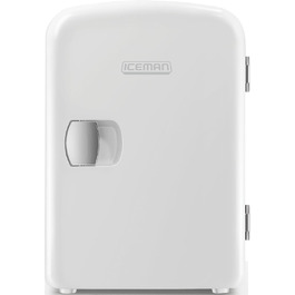 Chefman Iceman Mini Fridge - Portable 4L Cooler & Warmer - White - Cosmetic & Snack Refrigerator with AC/DC Power