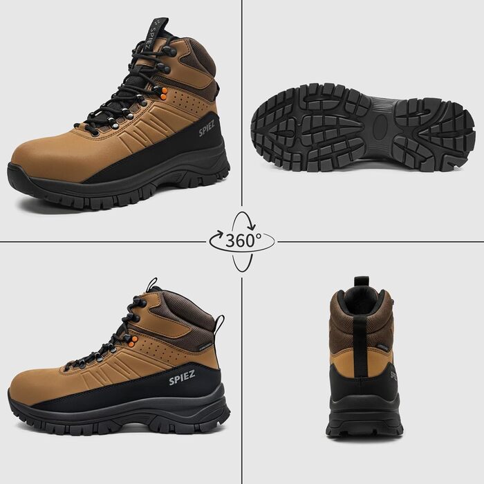 Черевики безпеки Spietz для чоловіків: легкі робочі черевики з композитною захисною капою, антистатичні, неслизькі, водонепроникні, для промисловості та будівництва, коричневі, розміри EU 39–46 43 EU