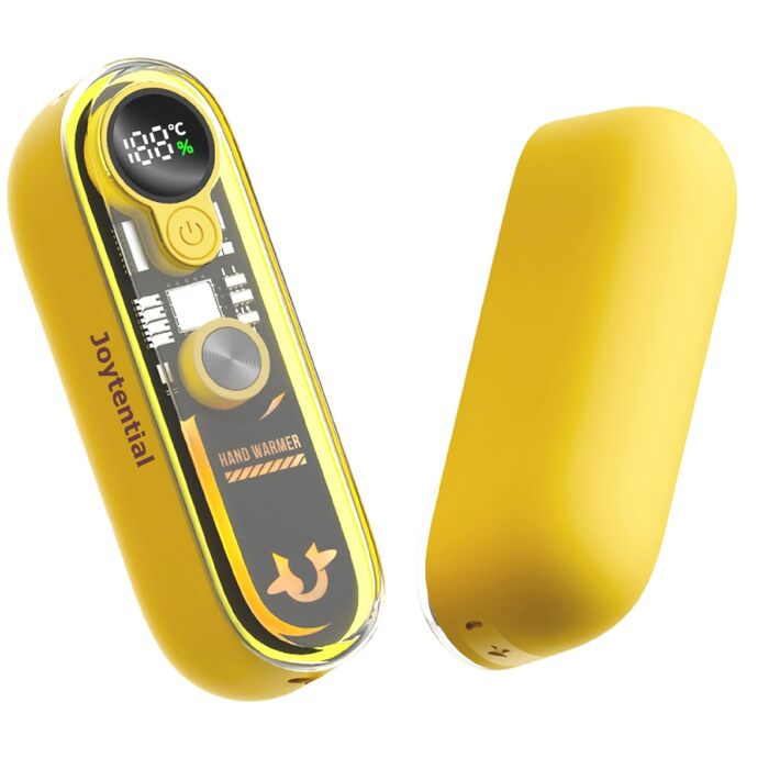 Електричний грілка для рук та кишень, 2 в 1, портативний, магнітний, 4 режими нагріву, USB, багаторазовий, для зими, відпочинку на природі, кемпінгу, подарунок (жовтий)