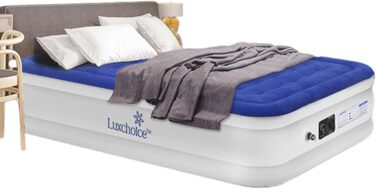 Самонадувне надувне ліжко Luxchoice Deluxe з вбудованим насосом, швидке накачування за 3 хвилини, для дому, кемпінгу, подорожей, гостьове, подвійне