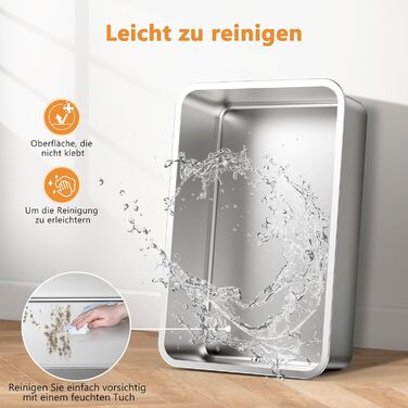 FURTIME Лоток для котів з нержавіючої сталі XXL, 42L, великий, витокозахисний, з лопаткою, 60x40x36 см (Сріблясто-сірий)
