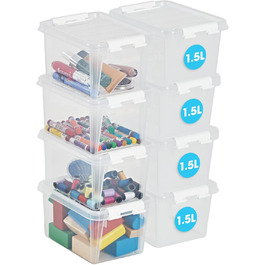 SmartStore - 10x Storage Box with Lid Classic 2L (21x17x11cm) | Stackable Box with Lid | Food-Safe Plastic Box | Plastic Box with Lid & Reinforced Corners | 10-Year Warranty (1.5L)