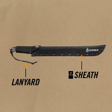 Мачете Gerber Gator Bush 45 см, карбоновий, з нейлоновим чохлом, чорний
