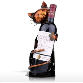 Metal wine bottle holder, cat-shaped wine bottle holder, metal wine tray, practical sculptures for home decor, cat craft, home decoration, Mother's Day gift