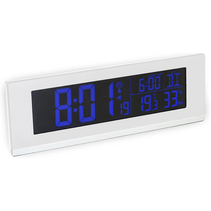 Fackelmann Digital Alarm Clock with Thermometer and Hygrometer Function Tecno, Elegant Radio Clock with Color Display & USB Port for Mobile Phone