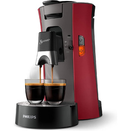 Кавоварка PHILIPS Senseo Select, вибір міцності, пам'ять, 1450 Вт, 0.9 л, червона, з переробленого пластику